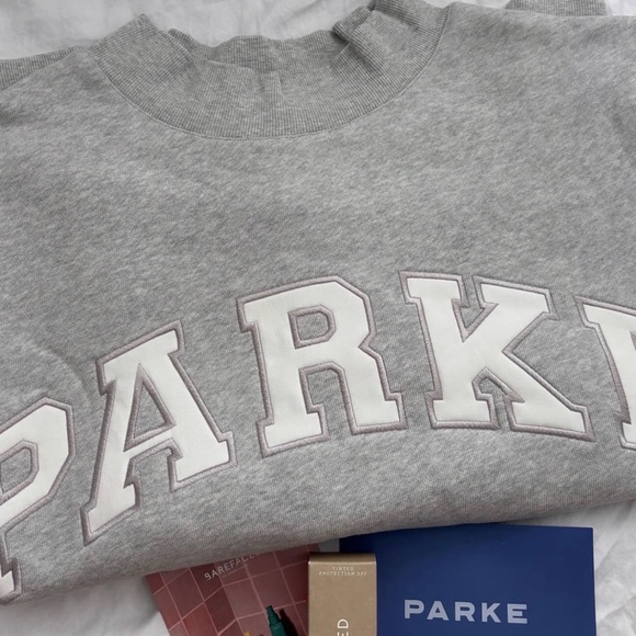 PARKE bridal grey and white mock neck sweatshirt